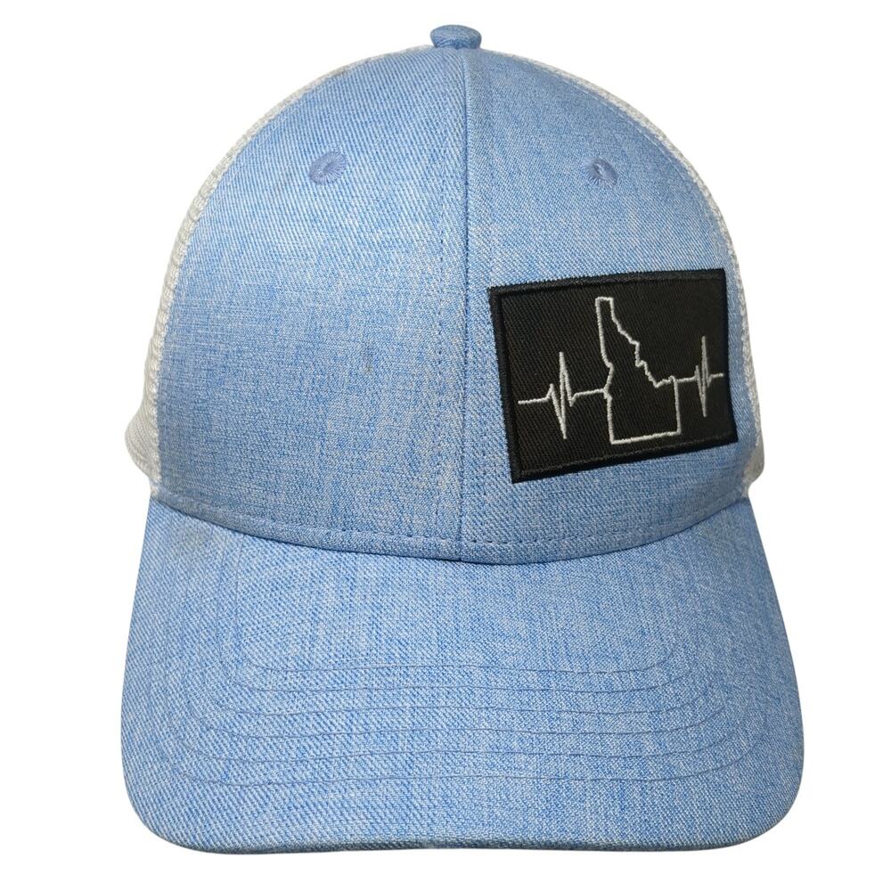 Idaho The Heartbeat Brand Snapback Trucker Hat Blue One Size Mesh Back 6 Panel